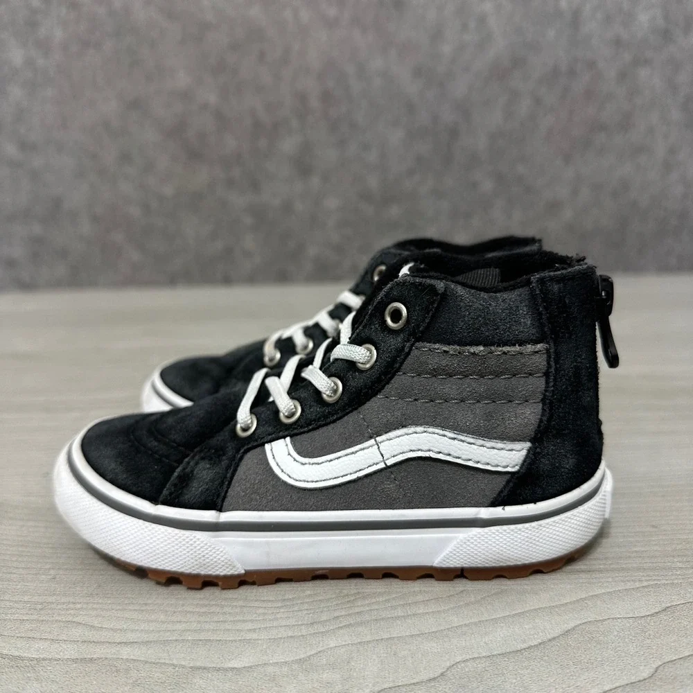 Vans Sk8-Hi Zip MTE Toddler 8.5 Black Grey Cold Weather Suede High Top‎